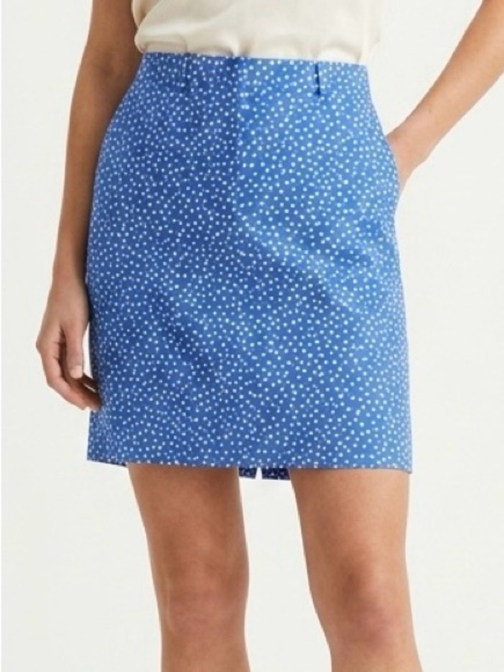 Brooks Brothers 346 Blue Polka Dot Cotton Pencil Skirt | Coastal Chic | Size 12